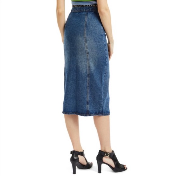 Juicy Zip Front Denim Midi Skirt Women Size 26 - Picture 2 of 11